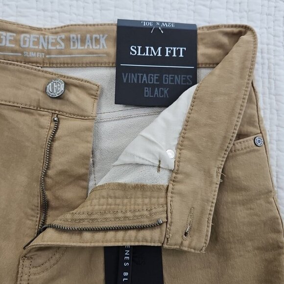 Vintage Genes Black Jeans Men's 32W 30L Brown French Terry Denim Stretch NWT - Picture 14 of 16